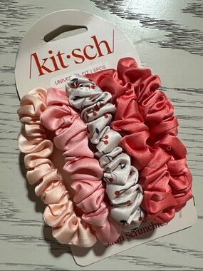 Kitsch Cherry Blossom Ruched Satin Scrunchies 5pc Set